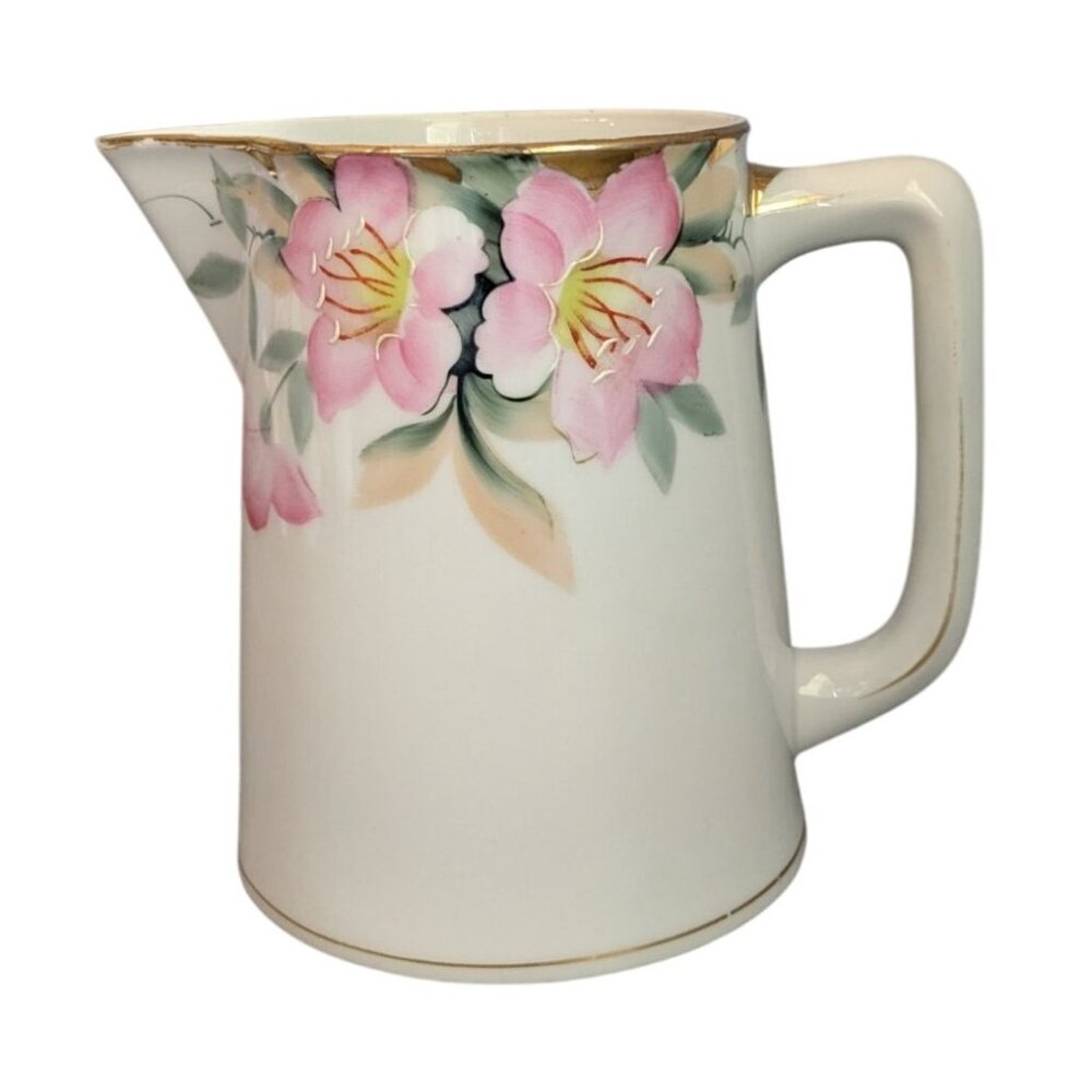 Noritake Azalea Porcelain Pitcher 28oz Floral Gold Trim 5.75" Japan Juice jug mi - Picture 10 of 15